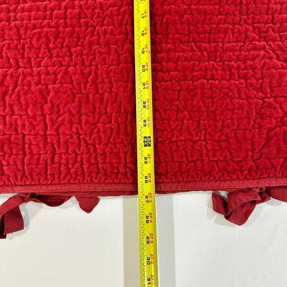 Pottery Barn Habotai Silk Cotton Velvet Quilted Pillow Sham Standard Red Cottage